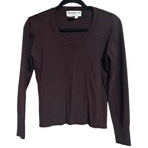 Joseph A. Qu'est-ce Que C'est Silk Womens Brown Long Sleeve Knit Top L Viscose/N